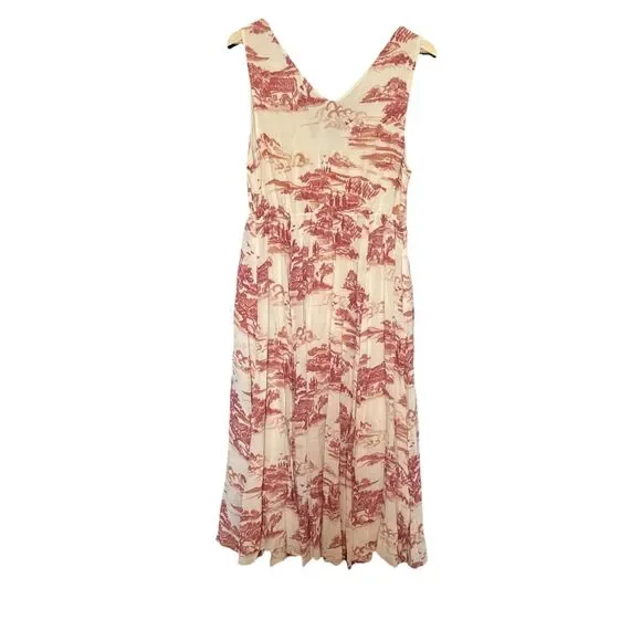 New NWT Reformation Farah Size 10 Sleeveless V-Neck Midi Blush/Ivory Dress - Picture 6 of 11